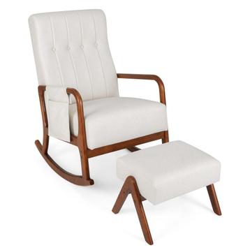 2dekans | Coast Schommelstoel met Ottoman - Beige beschikbaar voor biedingen
