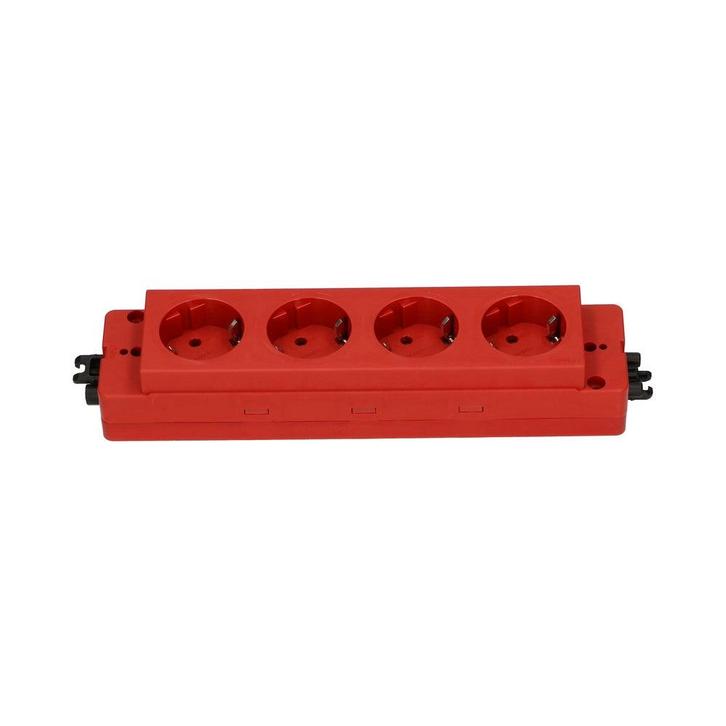 4-Socket Power Block 230V Met GST Aansluiting Rood (Europese, Doe-het-zelf en Bouw, Elektriciteit en Kabels, Verzenden
