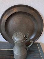 Kan (2) - Tin - Tinnen kan en bord 42cm, Antiek en Kunst