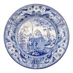 Staffordshire - Bord (1) - Blue and white transferware, Antiquités & Art, Antiquités | Verre & Cristal