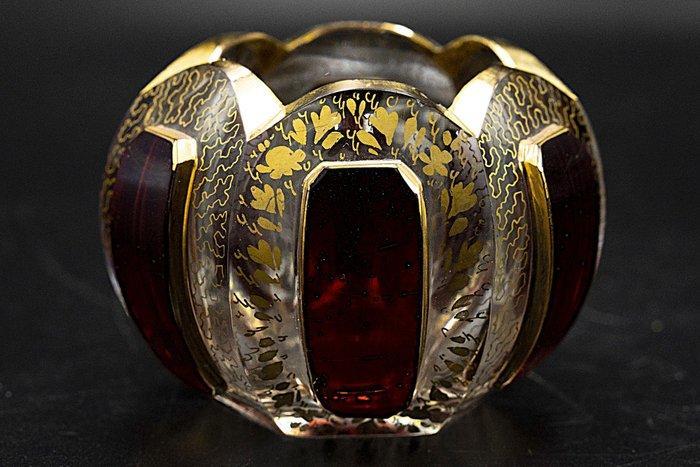 Moser & Söhne Art Deco Ruby Red Cabochon Enamelled Crystal, Antiquités & Art, Art | Objets design