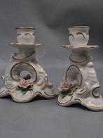 Dresden – Paar Kerzenhalter mit Rosendekor – Porzellan,