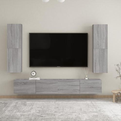 vidaXL Tv-wandmeubels 2 st 30,5x30x110 cm grijs sonoma, Huis en Inrichting, Kasten |Televisiemeubels, Nieuw, Verzenden