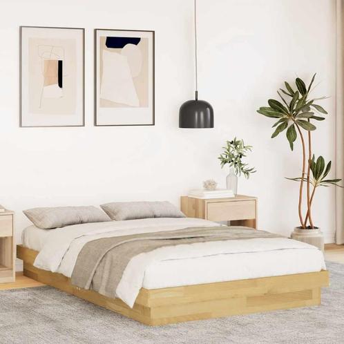 vidaXL Bedframe zonder matras 120x190 cm massief hout eiken, Huis en Inrichting, Slaapkamer | Bedden, Nieuw, Verzenden