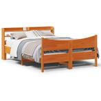vidaXL Bedframe met hoofdbord massief grenenhout wasbruin, Verzenden, Nieuw