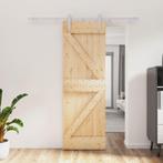 vidaXL Schuifdeur met beslag 70x210 cm massief grenenhout, Doe-het-zelf en Bouw, Deuren en Vliegenramen, Verzenden, Nieuw