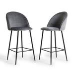 Barkruk Velvet 2 stuks - Granite Grey - Hoogte zitting: 70, Verzenden, Nieuw