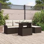 vidaXL Tuinbank Set met kussen met opslag 6 pcs Bruin Poly, Verzenden, Nieuw
