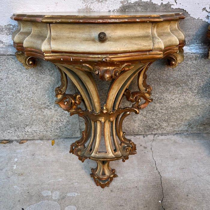 Nachtkastje - Hout - Een paar wandnachtkastjes, Italië,, Antiek en Kunst, Curiosa en Brocante