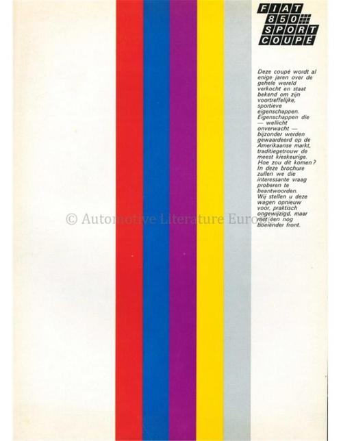 1970 FIAT 850 SPORT COUPÉ BROCHURE NEDERLANDS, Boeken, Auto's | Folders en Tijdschriften, Ophalen of Verzenden