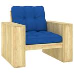 vidaXL Chaise de jardin avec coussins bleu royal Bois de, Verzenden