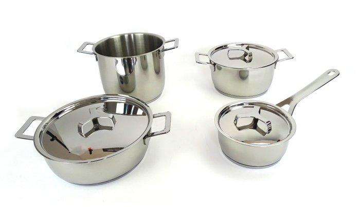 Alessi - Jasper Morrison - Kookpottenset (4) - Pannen en, Antiek en Kunst, Antiek | Meubels | Tafels
