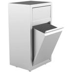 Afvalbak | RVS (Geborsteld) | 90L | Duwdeksel + Kanteldeur, Verzenden, Nieuw in verpakking