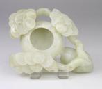 Chinese Carved Jade Sculpture Stone Brush Washer Statue, Antiek en Kunst