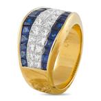 Ring - 18 karaat 18K Geel Goud 2,22ct Diamant en Saffier