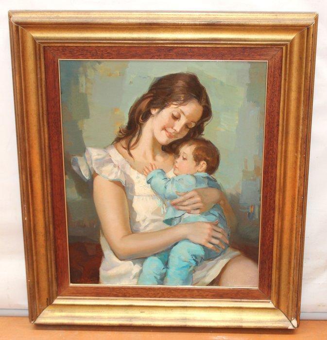 Gustavo Antonio Pujalte (1944) - Maternidad, Antiek en Kunst, Kunst | Schilderijen | Klassiek