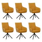 Set van 6 Leren draaibare eetkamerstoelen Fancy Duo - Kenia, Ophalen of Verzenden