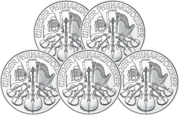 5 Troy Ounce - Zilver .999 - Philharmonique 2026 - 155,5, Postzegels en Munten, Edelmetalen en Baren