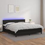vidaXL Boxspring met matras en LED kunstleer zwart 160x200, Maison & Meubles, Verzenden