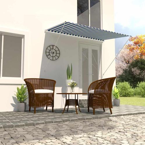 vidaXL Luifel uittrekbaar 250x150 cm blauw en wit, Tuin en Terras, Zonneschermen, Nieuw, Verzenden