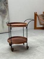 Chariot de service - Métal, Bois, Rotin - Tabouret & lampe
