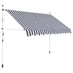 vidaXL Luifel handmatig uittrekbaar 300 cm blauw en witte, Tuin en Terras, Zonneschermen, Verzenden, Nieuw