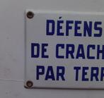 Defense de Cracher par Terre - Plaque émaillée - Émail, Antiquités & Art