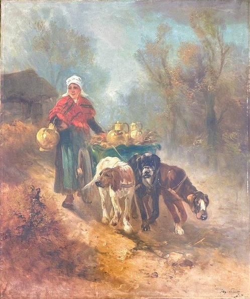 Henry Schouten (1864-1927) - The Milkmaid, Antiek en Kunst, Kunst | Schilderijen | Klassiek