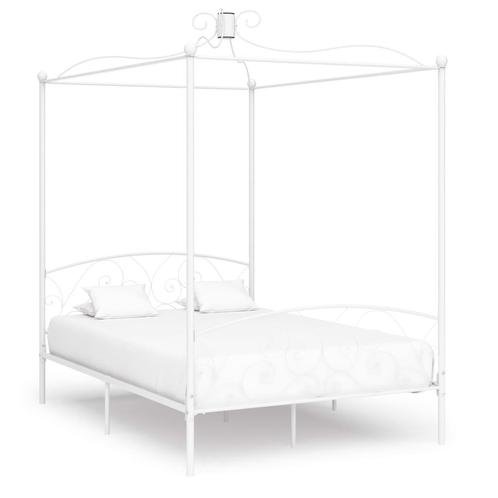 vidaXL Cadre de lit à baldaquin Blanc Métal 120 x 200 cm, Huis en Inrichting, Slaapkamer | Bedden, Verzenden