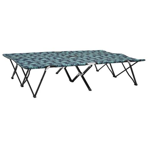 vidaXL Ligbed 2-persoons inklapbaar bladpatroon staal, Tuin en Terras, Ligbedden, Nieuw, Verzenden