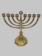 Kandelaar Menorah (Joodse) kaarsenhouder - Gegoten messing -, Antiek en Kunst