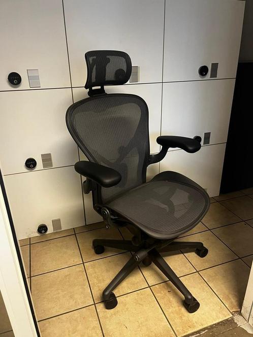 Bureaustoel Met Hoofdsteun - Herman Miller Aeron Remastered, Huis en Inrichting, Bureaustoelen, Bureaustoel, Zwart, Zo goed als nieuw