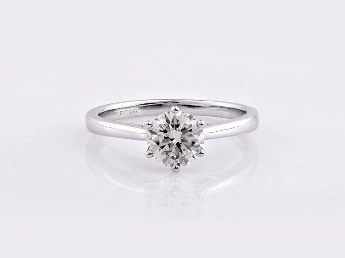 Zonder Minimumprijs - Ring Platina - 1.12ct. tw. Diamant, Handtassen en Accessoires, Ringen