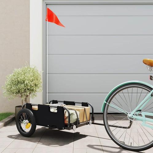 vidaXL Fietstrailer oxford stof en ijzer zwart, Fietsen en Brommers, Fietsaccessoires | Aanhangwagens en Karren, Nieuw, Verzenden