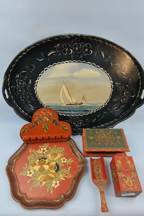 Decoratief dienblad (6) - Hindelooper Volkskunst - Nederland, Antiek en Kunst, Curiosa en Brocante