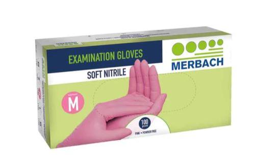 Merbach Soft Nitrile Handschoenen- Roze - 100st Medium, Handtassen en Accessoires, Uiterlijk | Haarverzorging, Nieuw, Verzenden