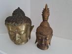 Twee bronzen Boeddha hoofden - Beeld - Azië (Zonder