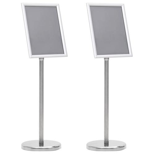 vidaXL A4 Pedestal Poster Stands 2 stuks Zilver Aluminium, Zakelijke goederen, Kantoor en Winkelinrichting | Kantoormeubilair en Inrichting