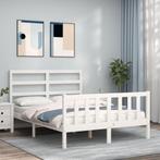 vidaXL Bedframe met hoofdbord massief hout wit 120x200 cm, Huis en Inrichting, Slaapkamer | Bedden, Verzenden, Nieuw