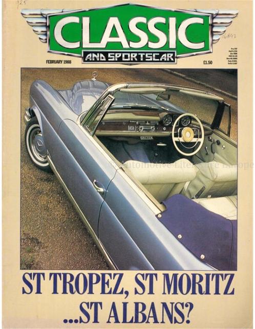 1988 CLASSIC AND SPORTSCAR MAGAZINE (02) FEBRUARI ENGELS, Livres, Autos | Brochures & Magazines