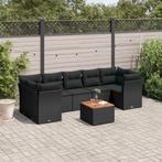 vidaXL 8-delige Loungeset met kussens poly rattan zwart, Tuin en Terras, Verzenden, Nieuw, Loungeset