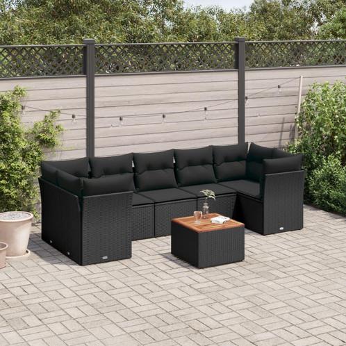 vidaXL 8-delige Loungeset met kussens poly rattan zwart, Tuin en Terras, Tuinsets en Loungesets, Loungeset, Nieuw, Verzenden