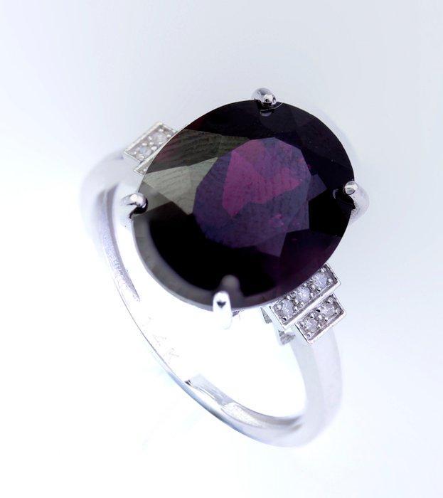 Zonder minimumprijs - Ring - 14 karaat Witgoud Granaat -, Bijoux, Sacs & Beauté, Bagues