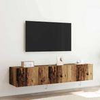 vidaXL TV Wandkasten met LED Verlichting 2 stuks Oude Hout, Huis en Inrichting, Verzenden, Nieuw