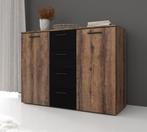 Commode Brown - Zwart - Eiken - 132 cm, Verzenden, Nieuw, 25 tot 50 cm, 100 tot 150 cm