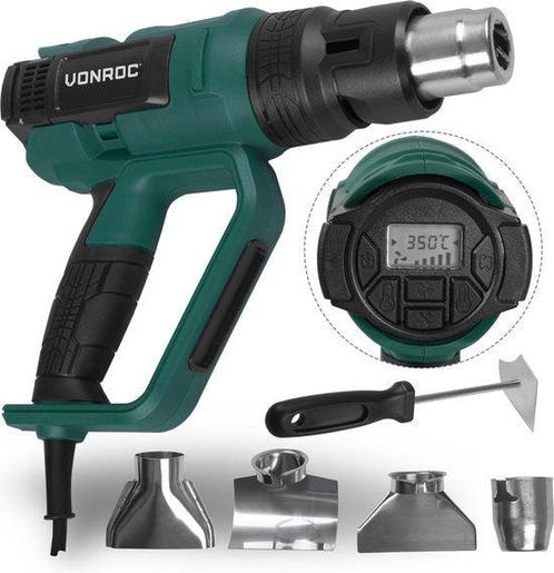 VONROC PRO Heteluchtpistool – 2000W – LCD-display – 650°C –, Doe-het-zelf en Bouw, Gereedschap | Overige machines, Ophalen of Verzenden