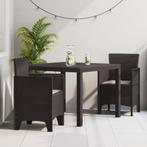 vidaXL 3-delige tuinset met kussens - Bruin Poly Rattan, Tuin en Terras, Tuintafels, Verzenden, Nieuw