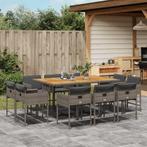 vidaXL 11-delige Tuinset met kussens poly rattan grijs, Verzenden, Nieuw, Tuinset