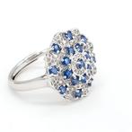 Zonder minimumprijs - Ring Verguld Saffier - Topaas - 18kt, Handtassen en Accessoires, Ringen, Nieuw