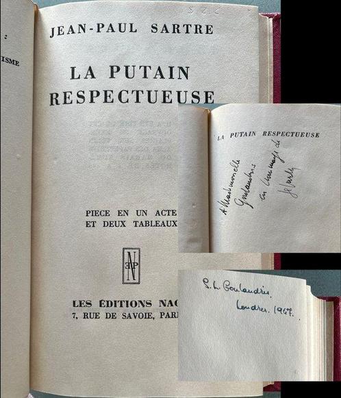 Signé; Jean Paul Sartre - La Putain Respectueuse - 1946, Antiek en Kunst, Antiek | Boeken en Manuscripten